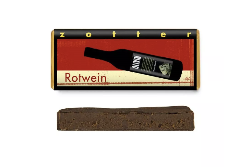 Шоколад Zotter чорний з начинкою Червоне вино органічний веганський 70г